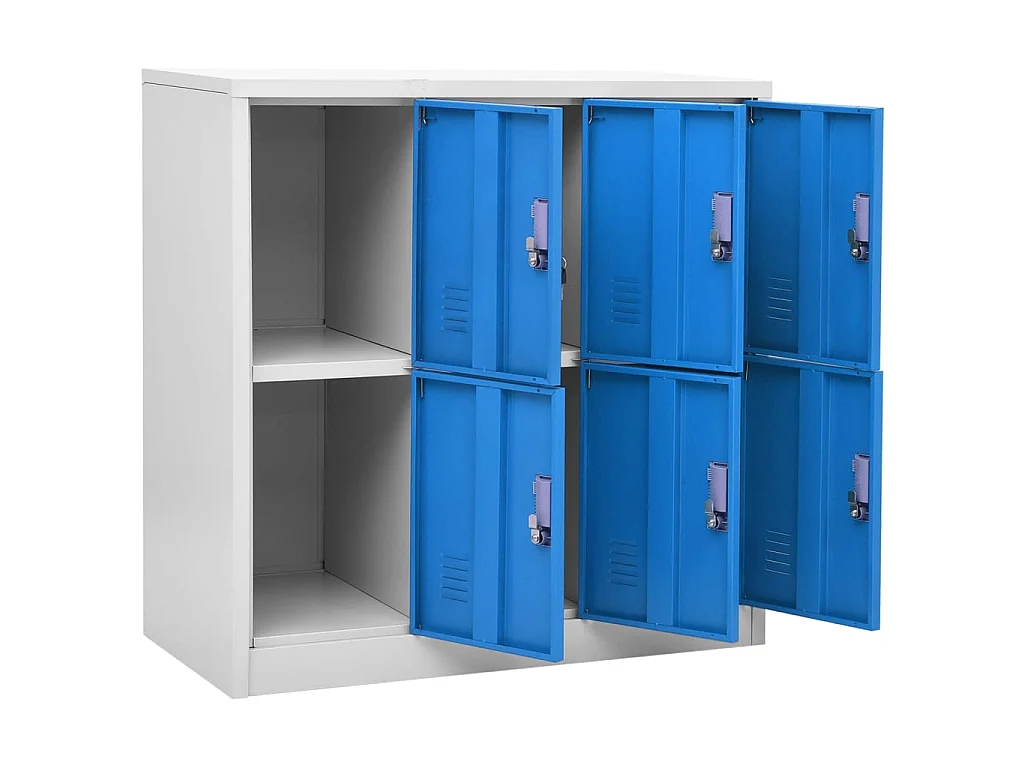 Armoire à 6 casiers Gris clair et bleu 90x45x92,5 Acier