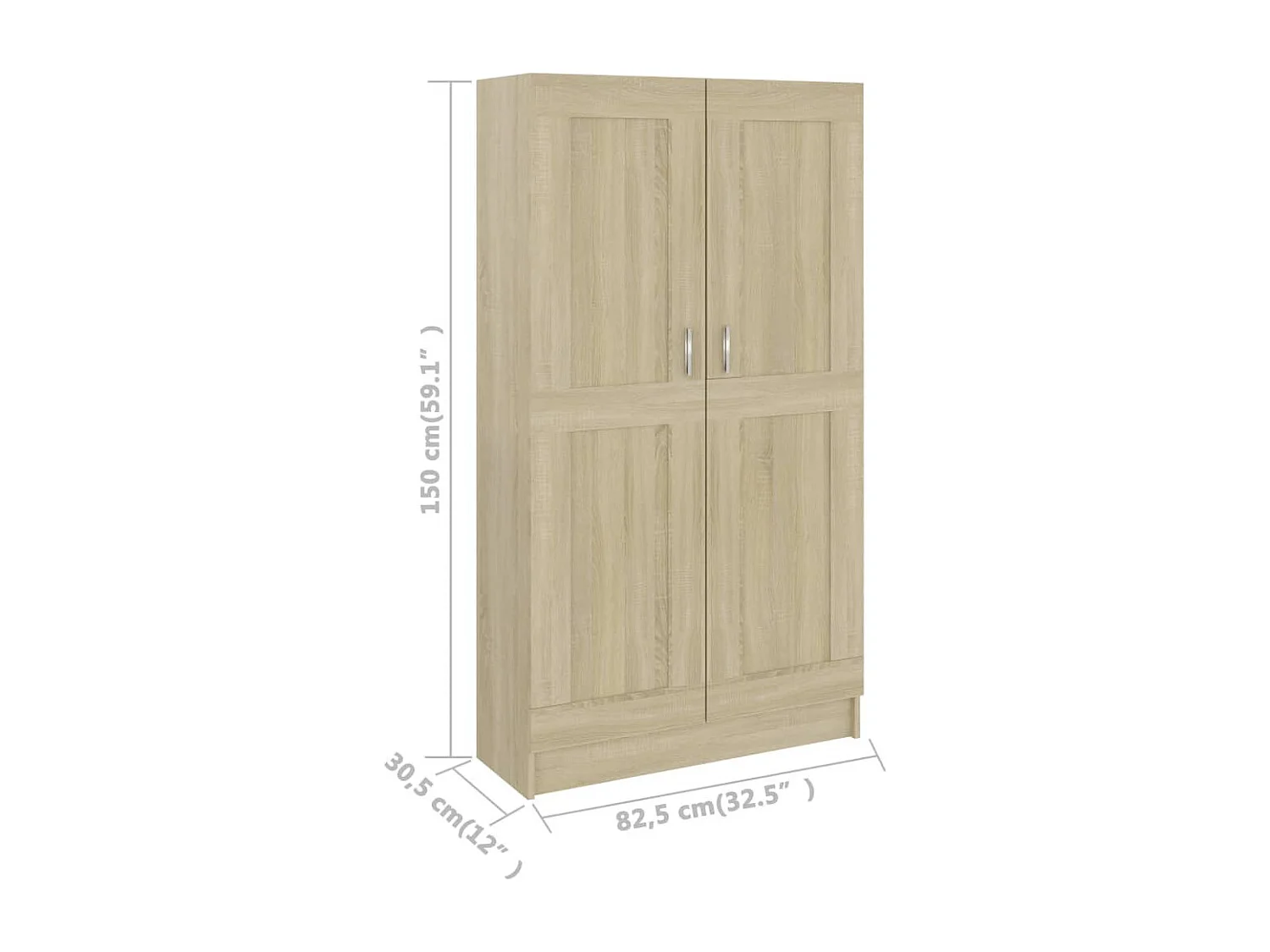 Armoire multifonction mi hauteur 2 portes Kala 82cm - Solution gain de place-Chêne clair