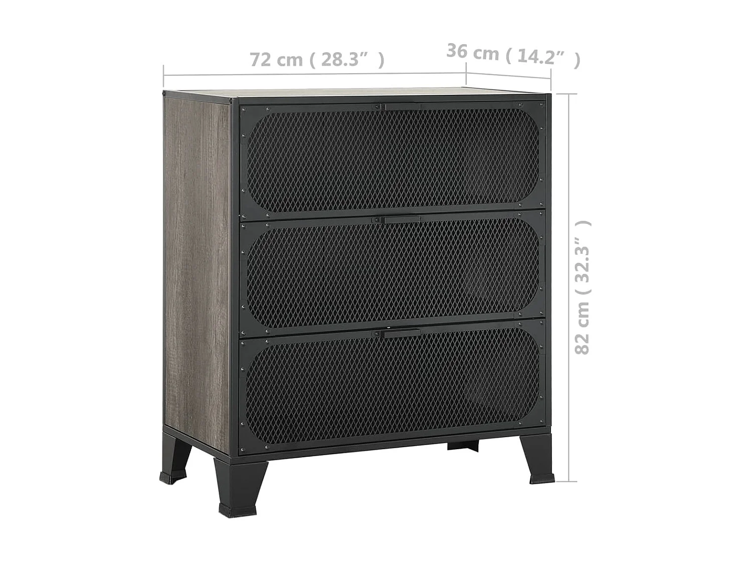 Armoire de rangement Gris 72x36x82 Métal et MDF