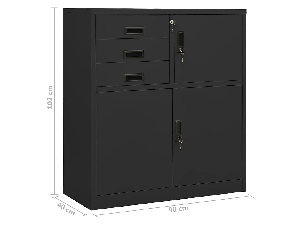Armoire de bureau Anthracite 90x40x102 Acier