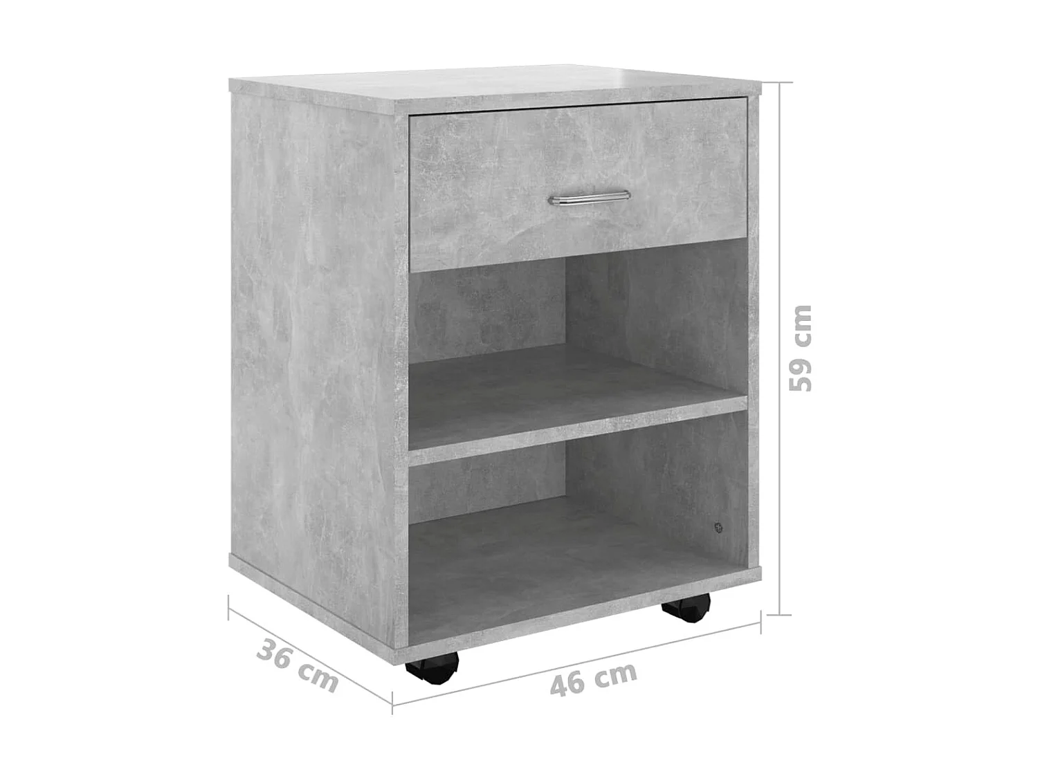 Armoire à roulettes Gris béton 46x36x59