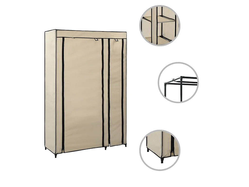 Garde-robe pliable Crème 110x45x175 Tissu