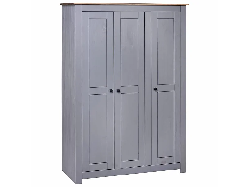 Garde-robe 3 portes Gris 118x50x171,5 Pin Assortiment Panama