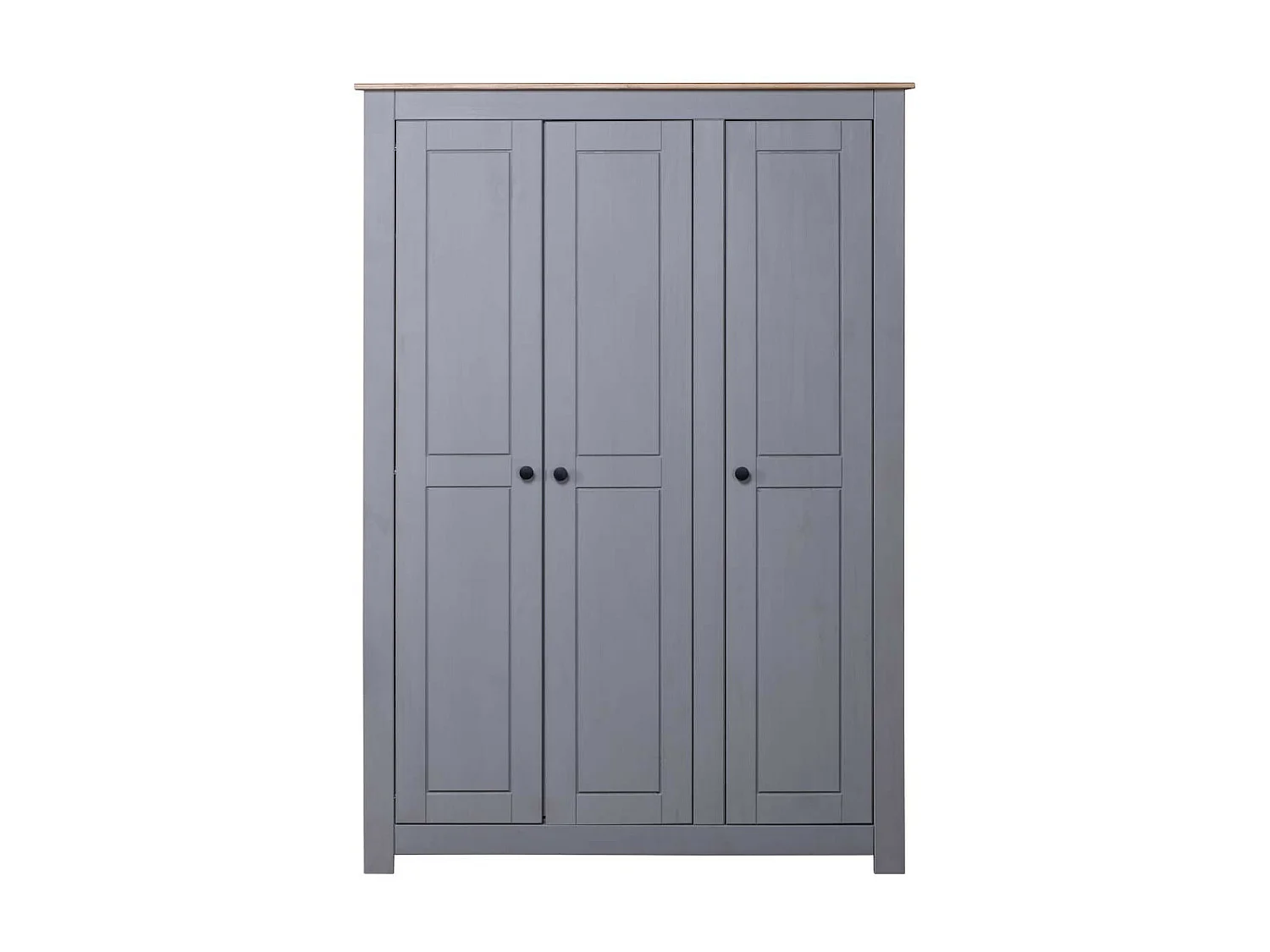 Garde-robe 3 portes Gris 118x50x171,5 Pin Assortiment Panama