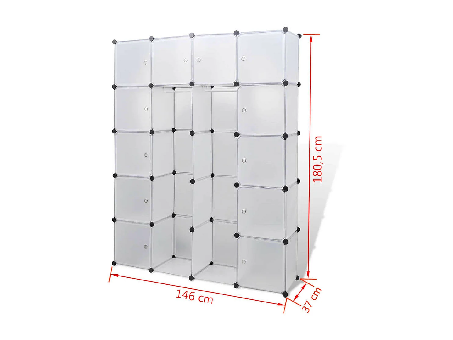 Cabinet modulable avec 14 compartiments blanc 37x146x180,5