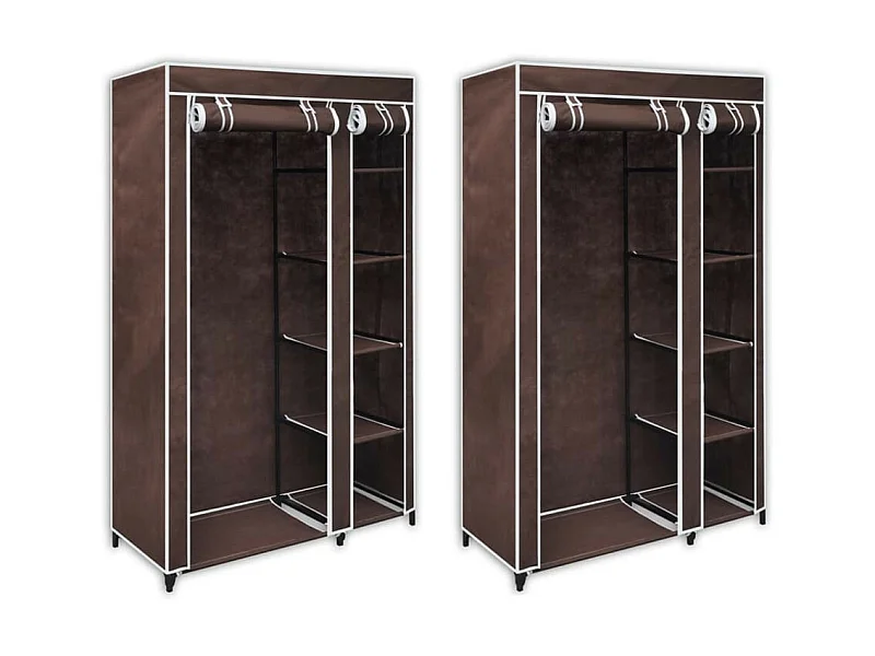 Garde-robe en tissu 2 pcs Marron