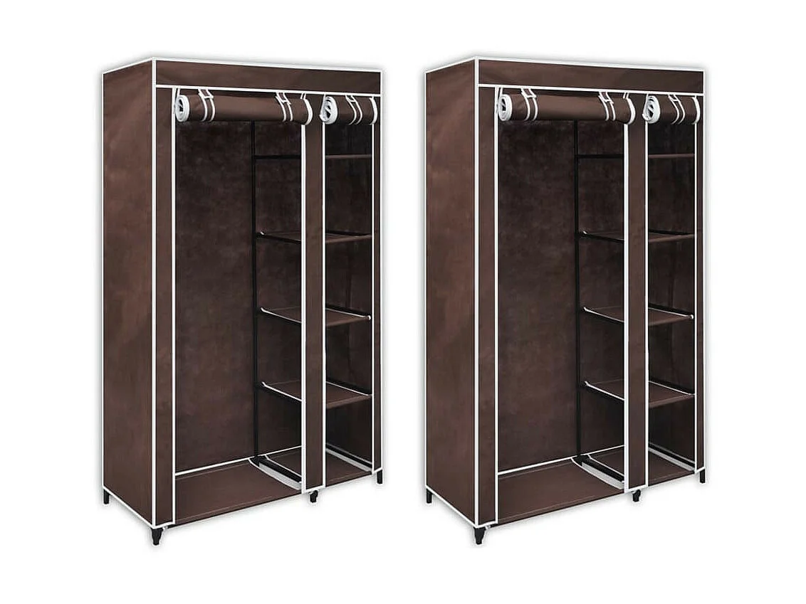 Garde-robe en tissu 2 pcs Marron