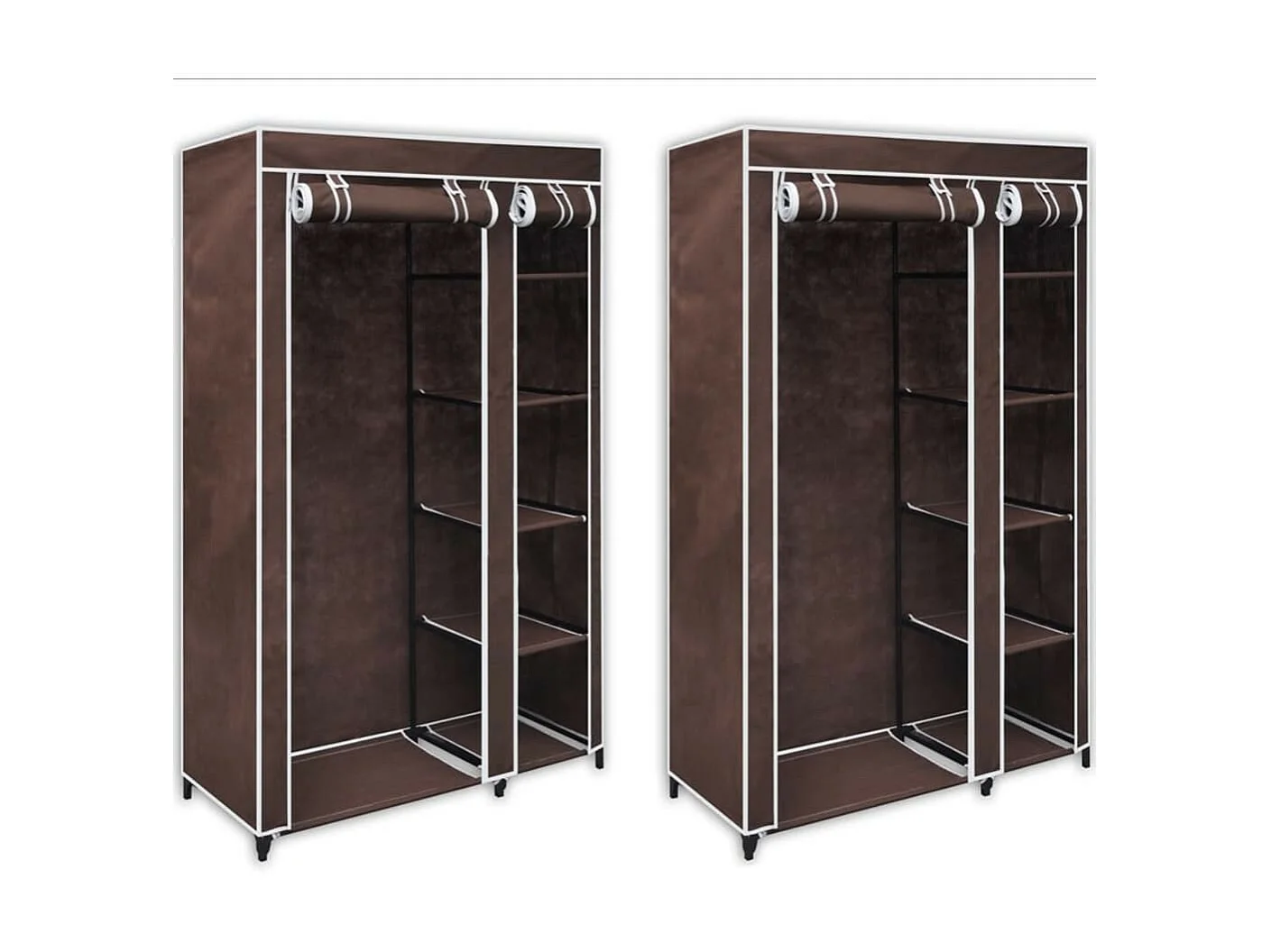 Garde-robe en tissu 2 pcs Marron