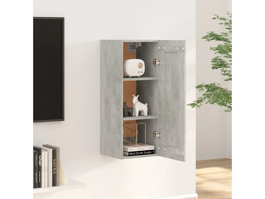 Armoire suspendue Gris béton 35x34x90 Bois d'ingénierie