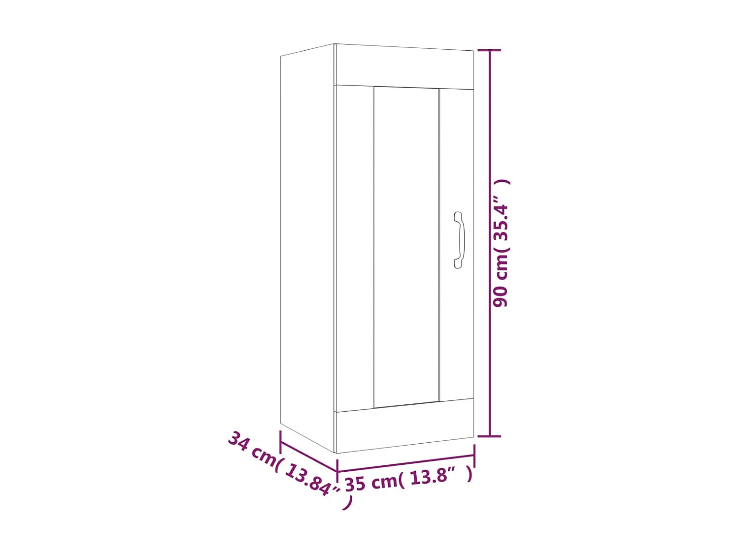 Armoire suspendue Gris béton 35x34x90 Bois d'ingénierie