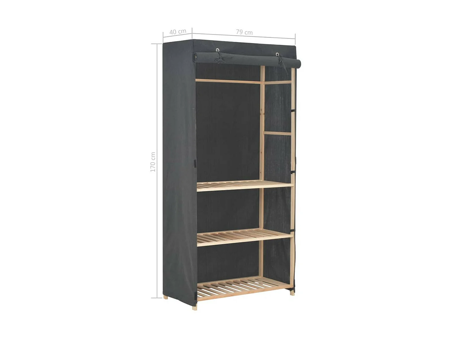 Garde-robe à 3 niveaux Gris 79 x 40x170 Tissu