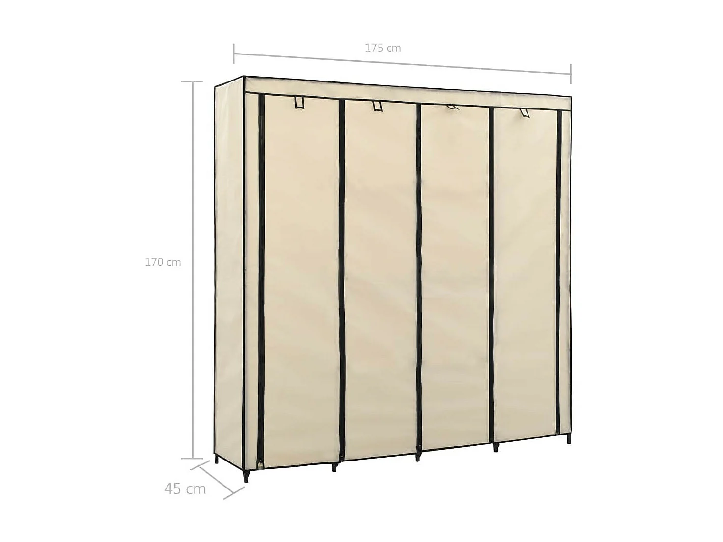 Garde-robe avec 4 compartiments Crème 175x45x170