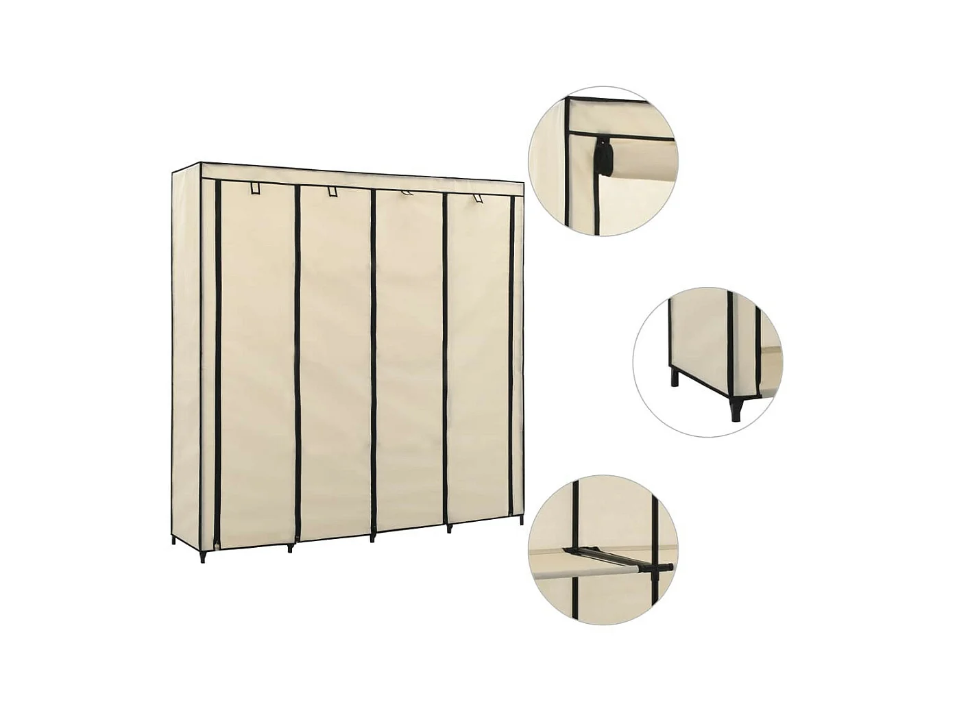 Garde-robe avec 4 compartiments Crème 175x45x170
