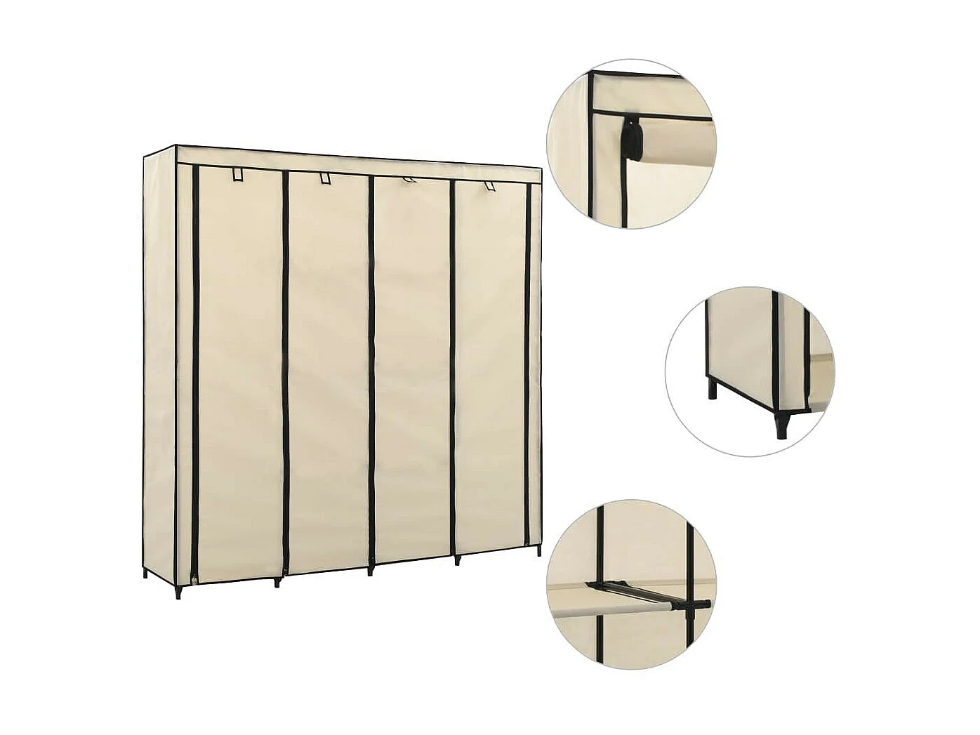 Garde-robe avec 4 compartiments Crème 175x45x170