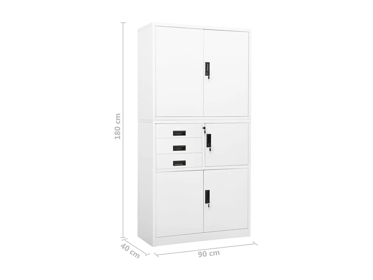 Armoire de bureau Blanc 90x40x180 Acier