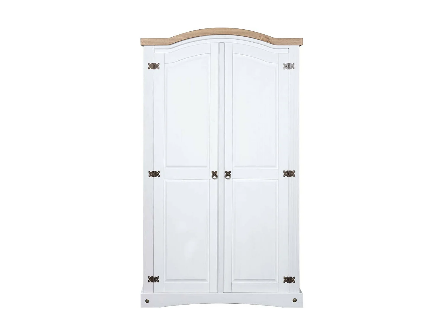Armoire 2 portes pin massif blanc et bois clair Harrie