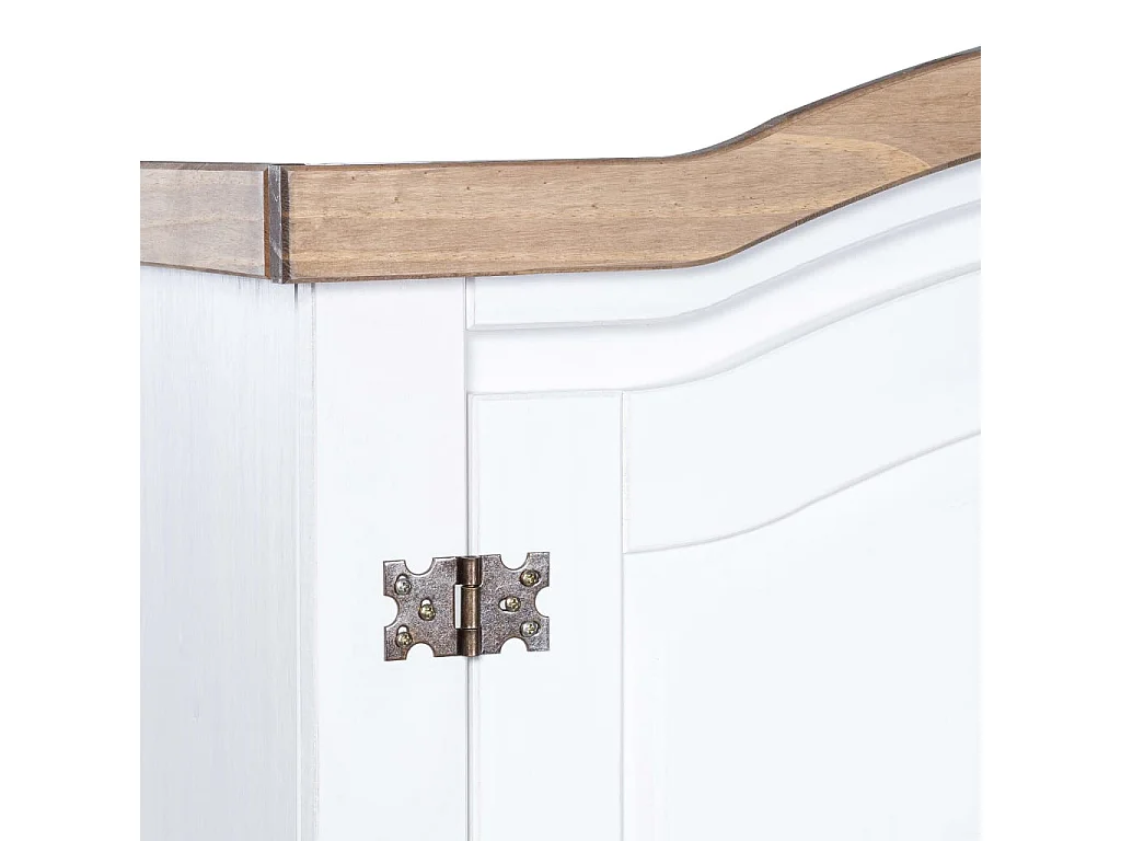 Armoire 2 portes pin massif blanc et bois clair Harrie