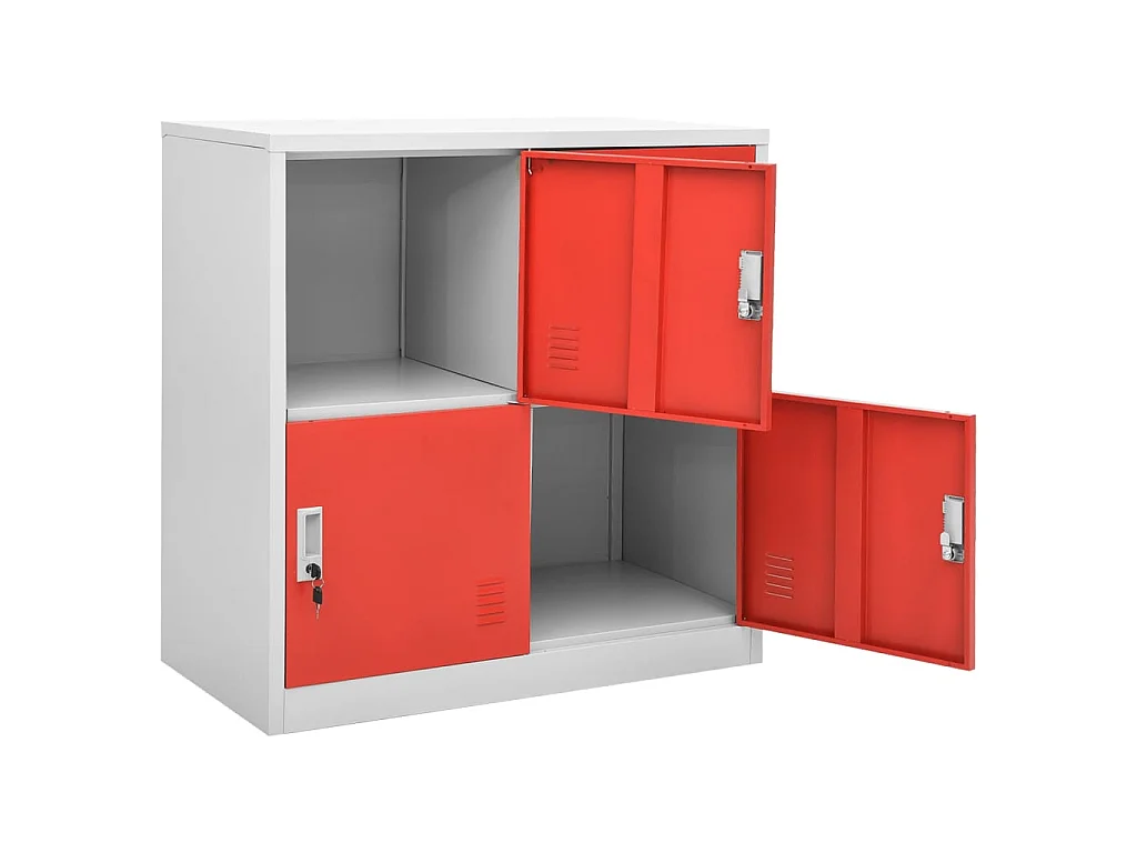 Armoire à 4 casiers Gris clair et rouge 90x45x92,5 Acier