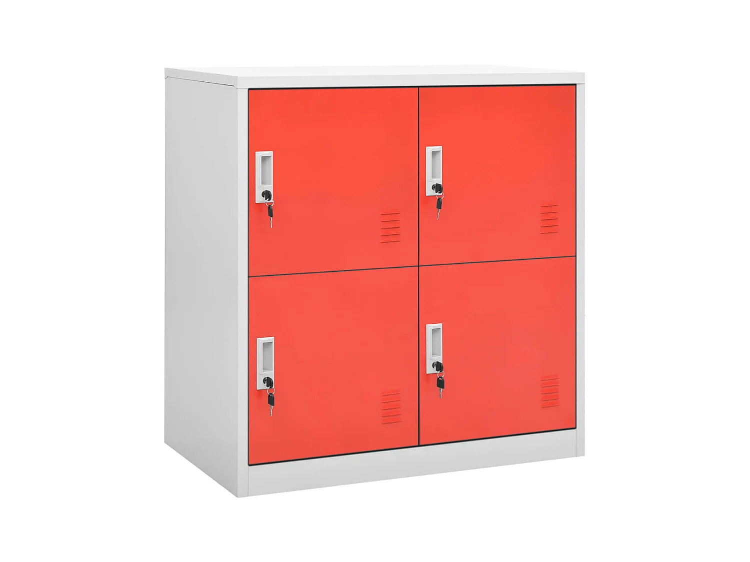 Armoire à 4 casiers Gris clair et rouge 90x45x92,5 Acier
