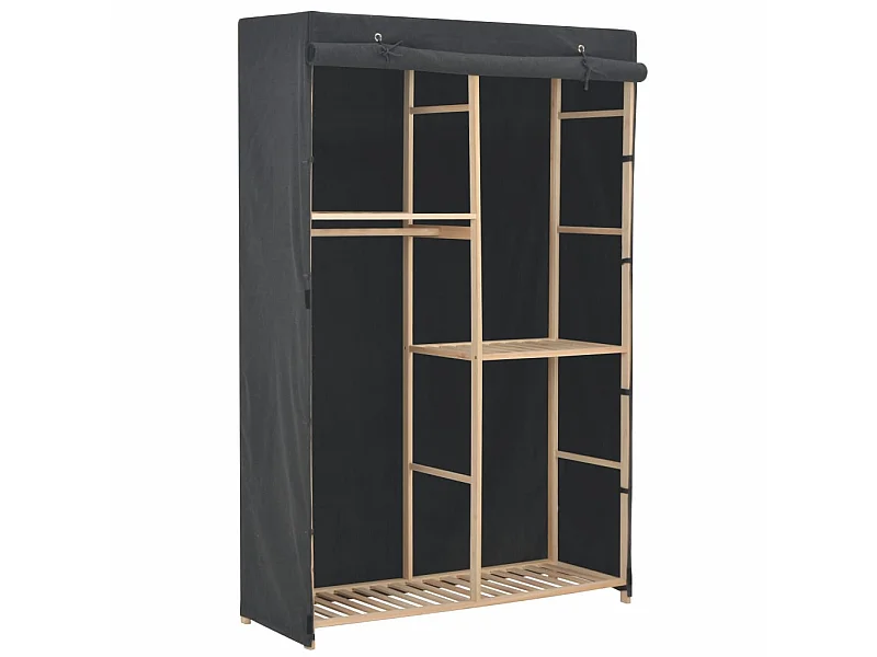 Garde-robe à 3 niveaux Gris 110 x 40x170 Tissu