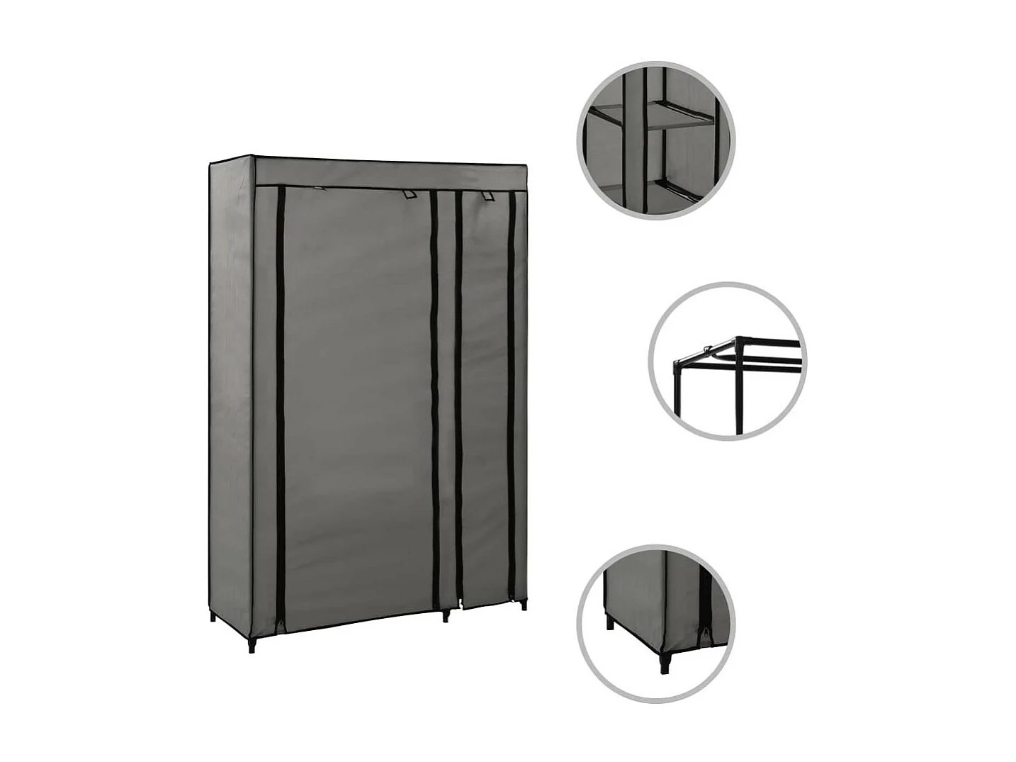 Garde-robe pliable Gris 110x45x175 Tissu
