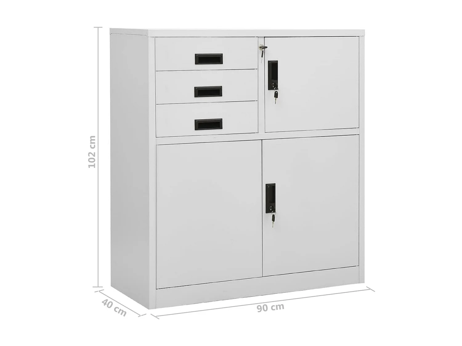 Armoire de bureau Gris clair 90x40x102 Acier