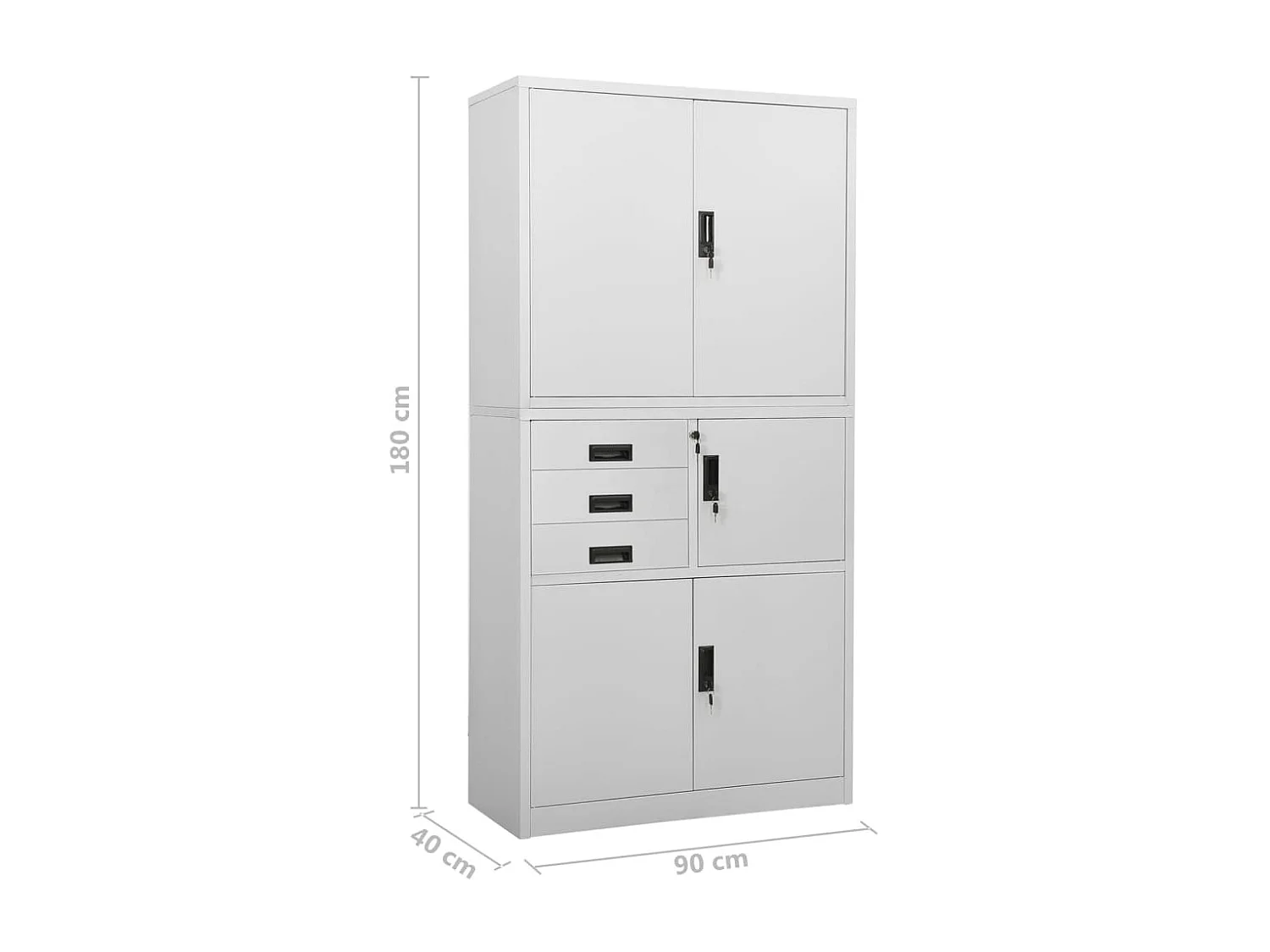 Armoire de bureau Gris clair 90x40x180 Acier 3