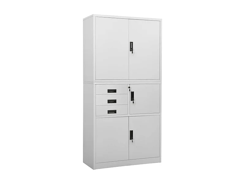 Armoire de bureau Gris clair 90x40x180 Acier 3