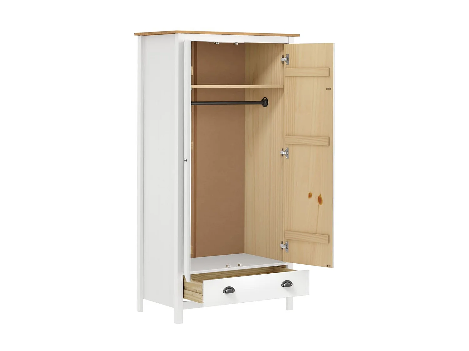Garde-robe à 2 portes Hill Range Blanc 89x50x170 Pin solide 2