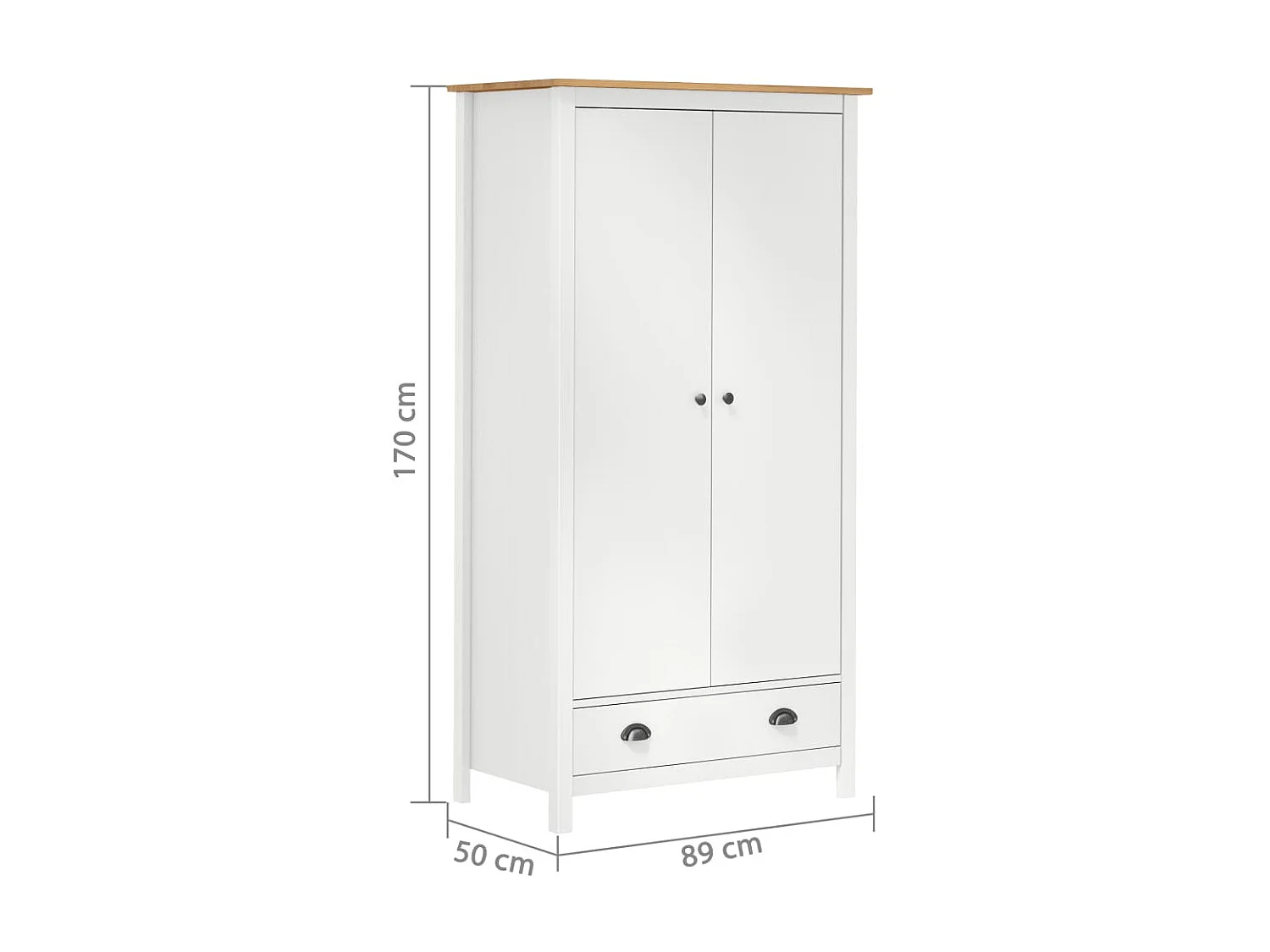Garde-robe à 2 portes Hill Range Blanc 89x50x170 Pin solide 2