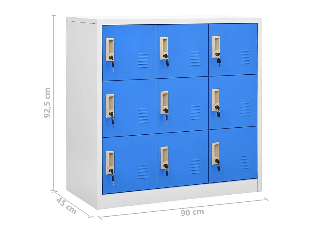 Lockerkast 90x45x92,5 cm staal lichtgrijs en blauw