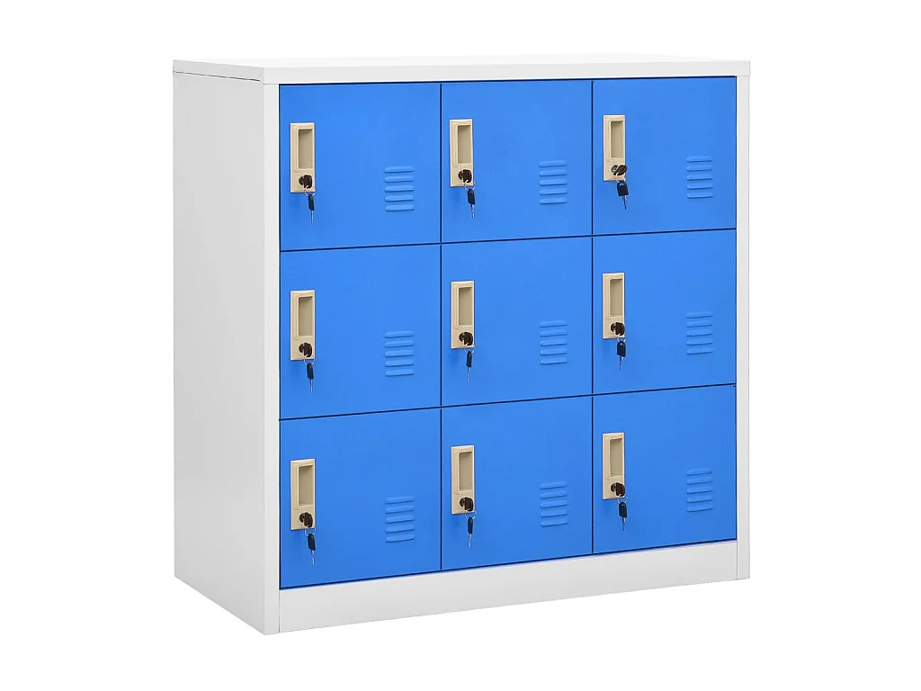Armoire à 9 casiers Gris clair et bleu 90x45x92,5 Acier