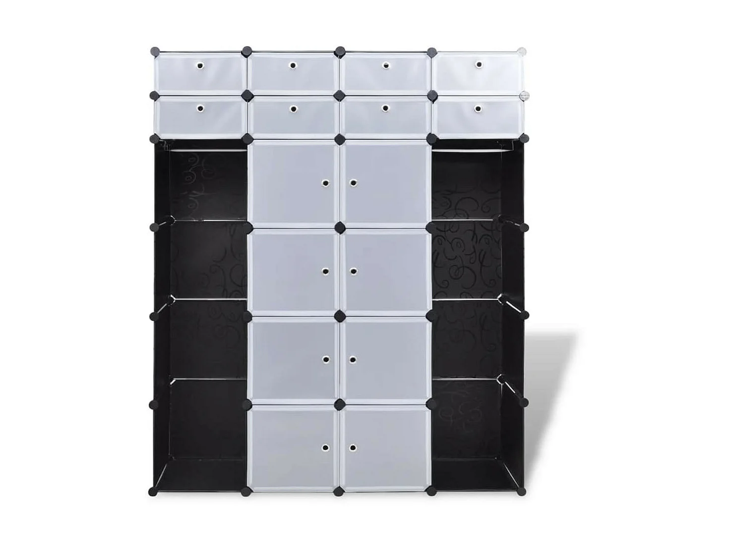 Cabinet modulable avec 18 compartiments noir et blanc 37x146x180,5