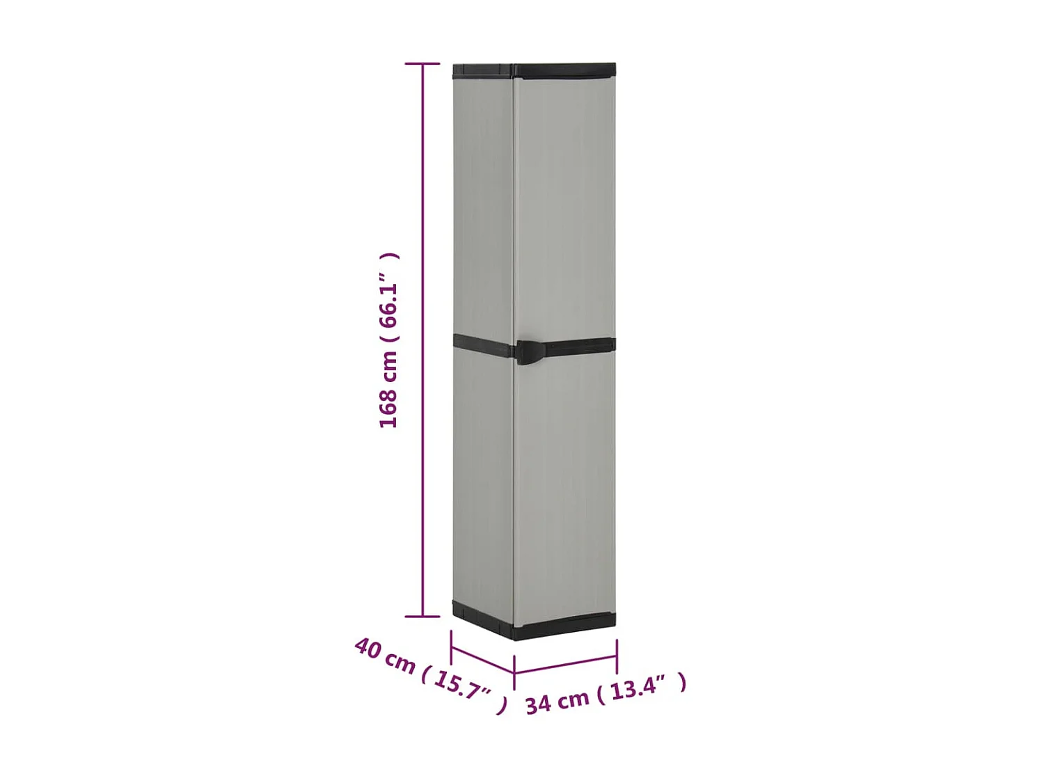 Armoire de rangement de jardin 3 étagères Gris-noir 34x40x168