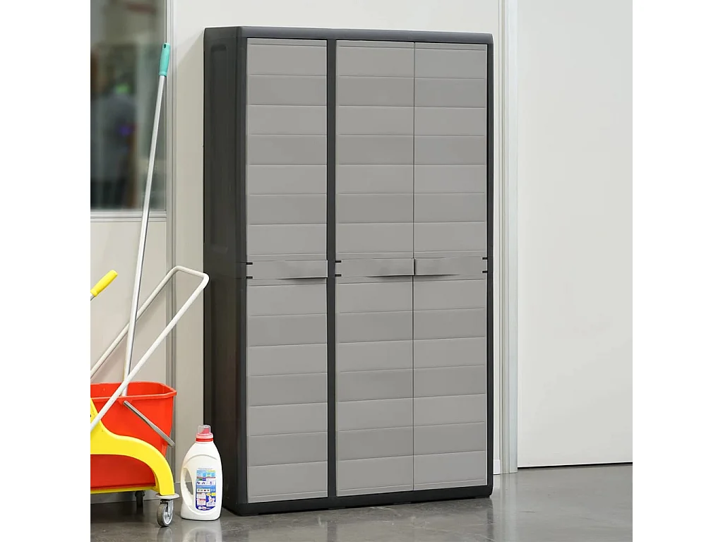 Armoire de rangement de jardin avec 4 étagères Noir et gris