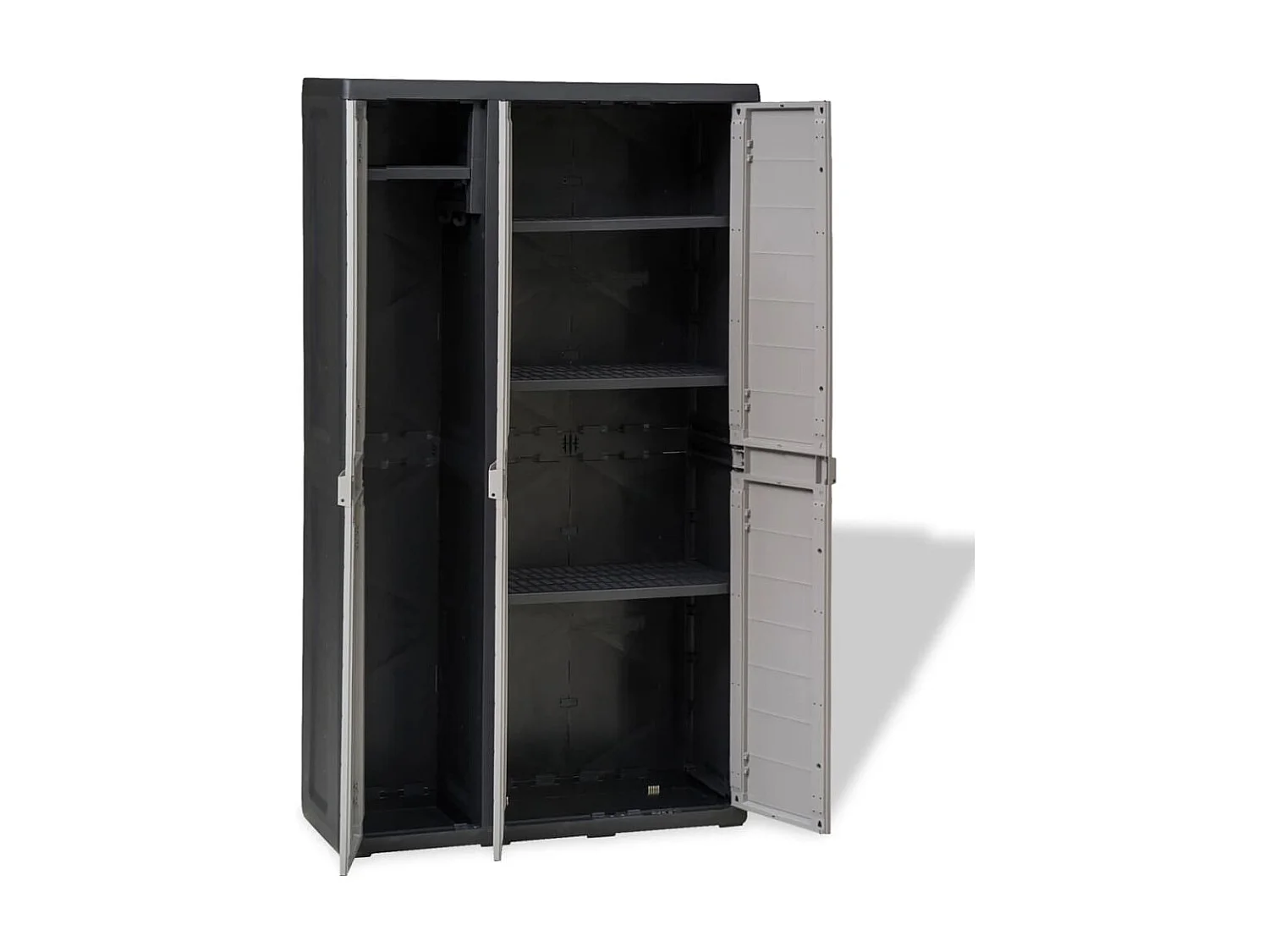Armoire de rangement de jardin avec 4 étagères Noir et gris