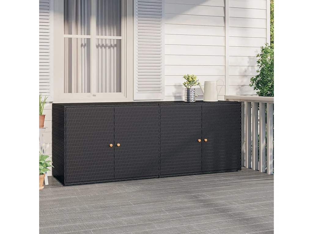 Armoire de rangement jardin Noir 198x55,5x80 Résine tressée
