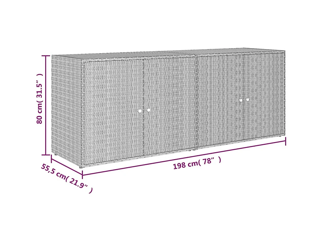 Armoire de rangement jardin Noir 198x55,5x80 Résine tressée
