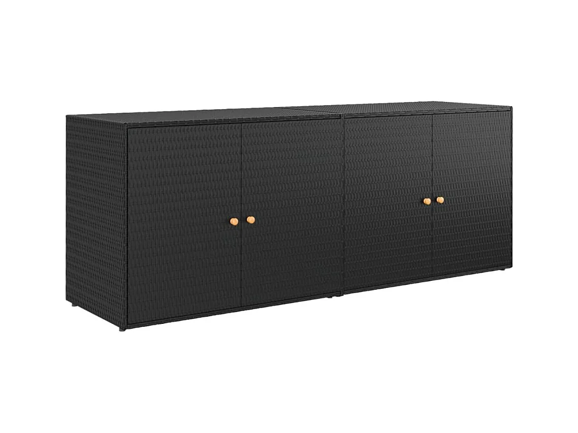Armoire de rangement jardin Noir 198x55,5x80 Résine tressée