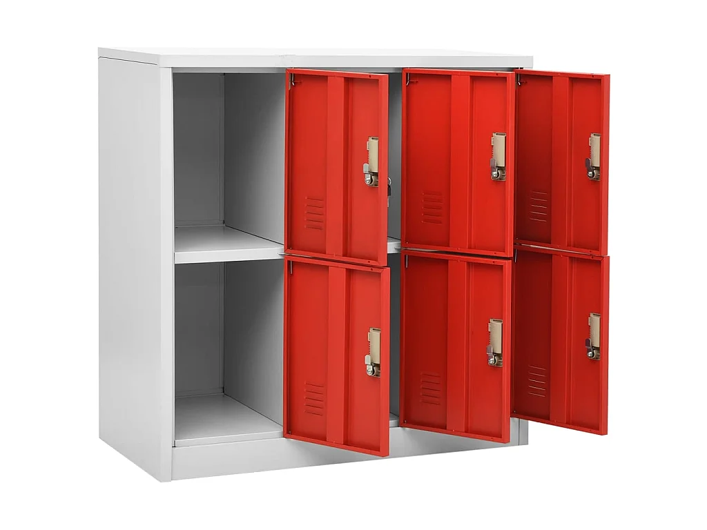 Armoire à 6 casiers Gris clair et rouge 90x45x92,5 Acier