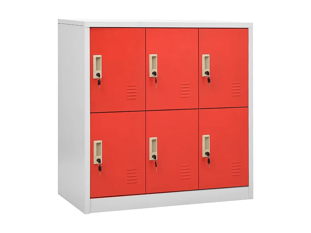 Armoire à 6 casiers Gris clair et rouge 90x45x92,5 Acier
