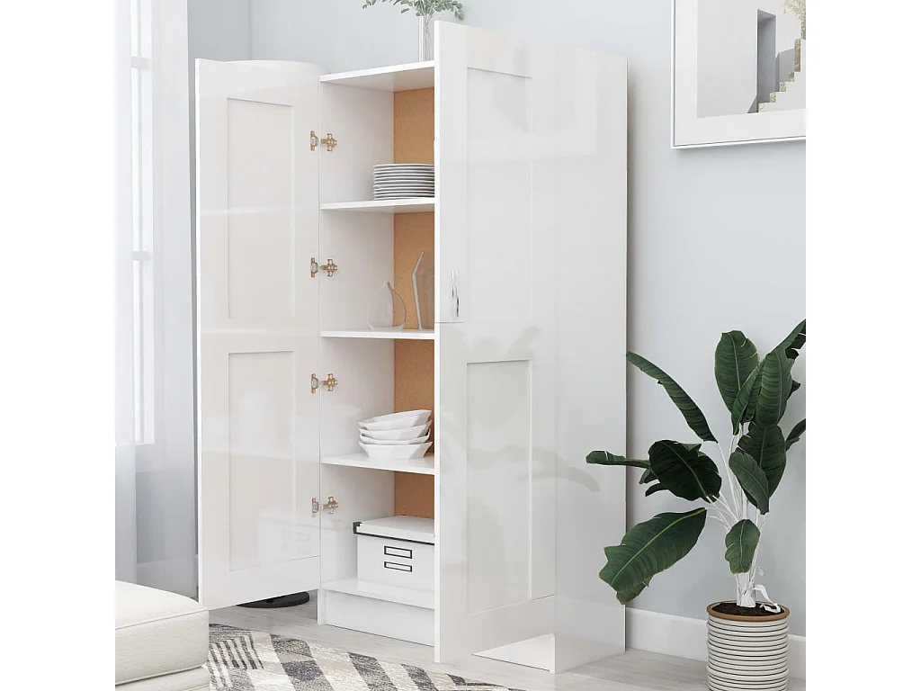 Armoire de rangement Blanc brillant 82,5x30,5x150