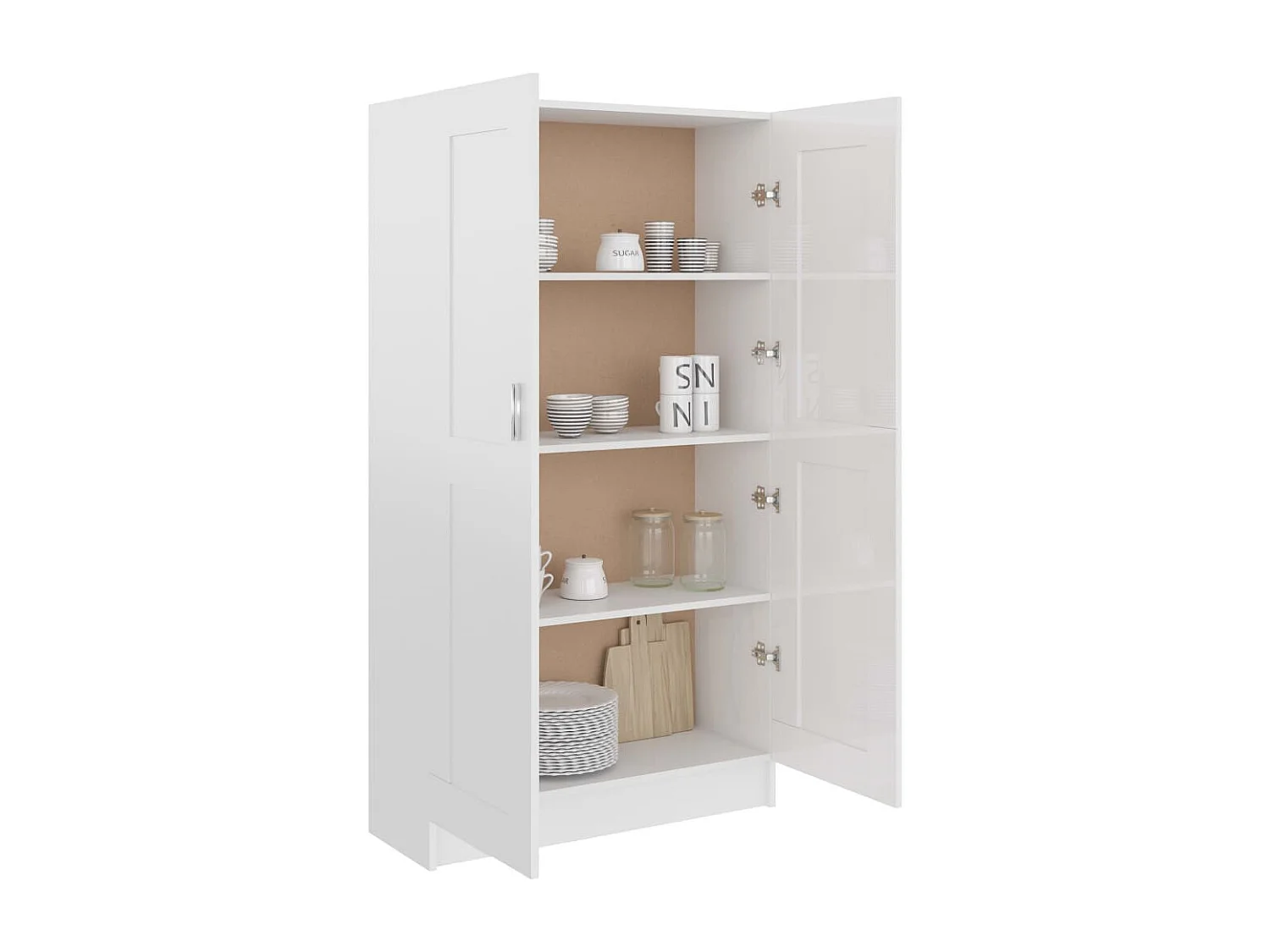 Armoire multifonction mi hauteur 2 portes Kala 82cm - Solution gain de place-Blanc brillant