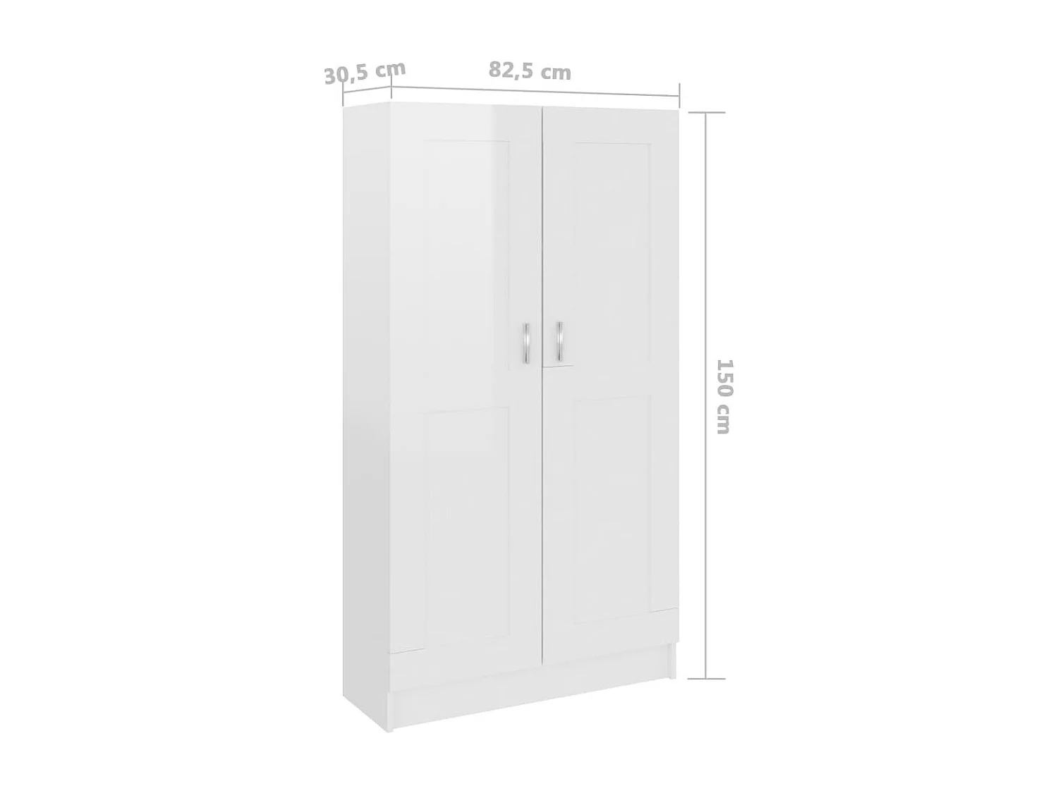 Armoire multifonction mi hauteur 2 portes Kala 82cm - Solution gain de place-Blanc brillant