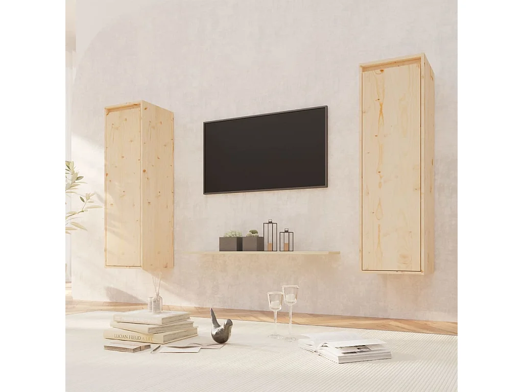Armoires murales 2 pcs 30x30x100 Bois de pin massif