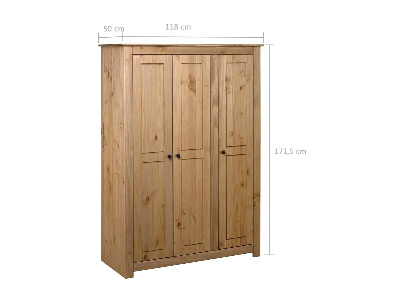 Garde-robe à 3 portes 118x50x171,5 Pin Assortiment Panama