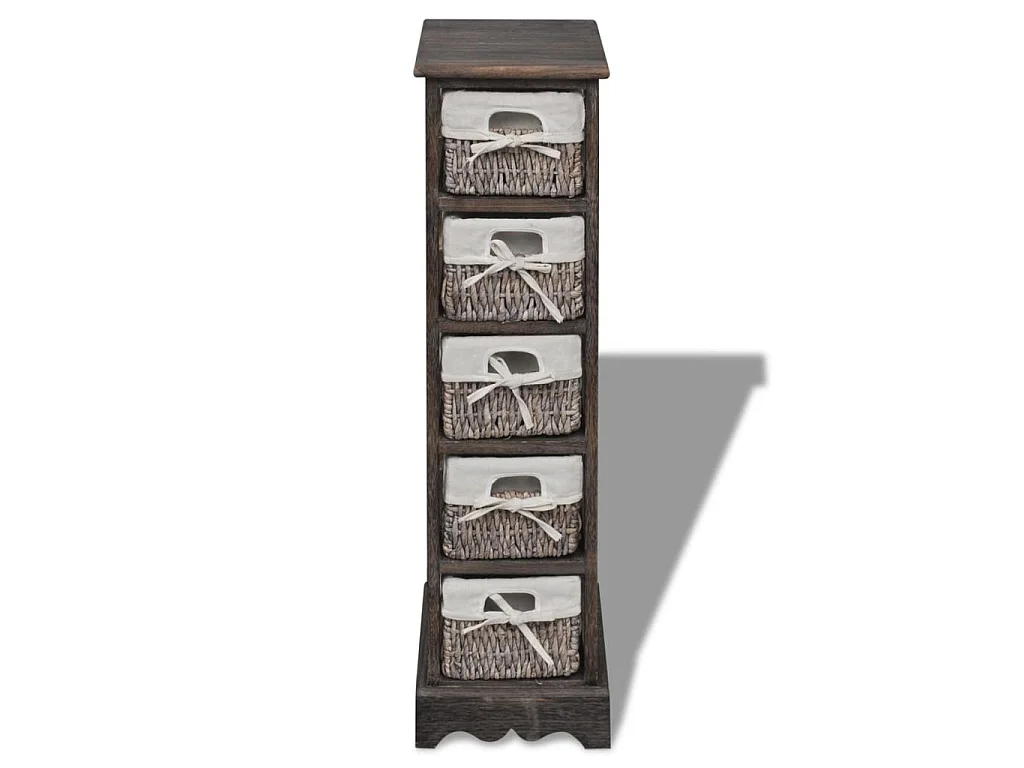 Étagère de rangement Bois Marron 5 paniers en tissage