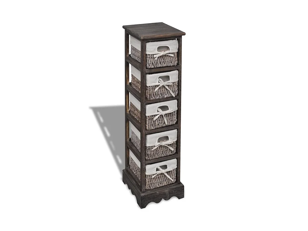 Étagère de rangement Bois Marron 5 paniers en tissage