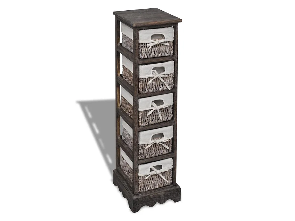 Étagère de rangement Bois Marron 5 paniers en tissage