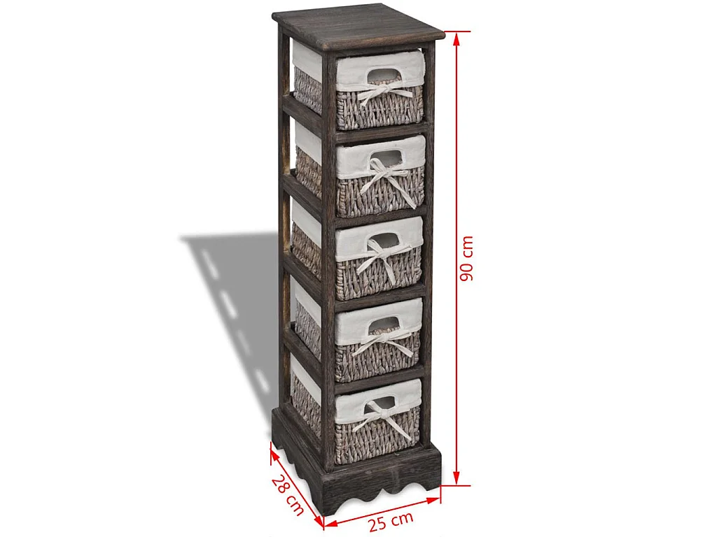 Étagère de rangement Bois Marron 5 paniers en tissage